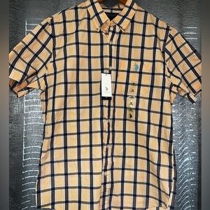 MENS U.S. Polo Assn. Short Sleeve Three-Color Plaid Woven Shirt Size M